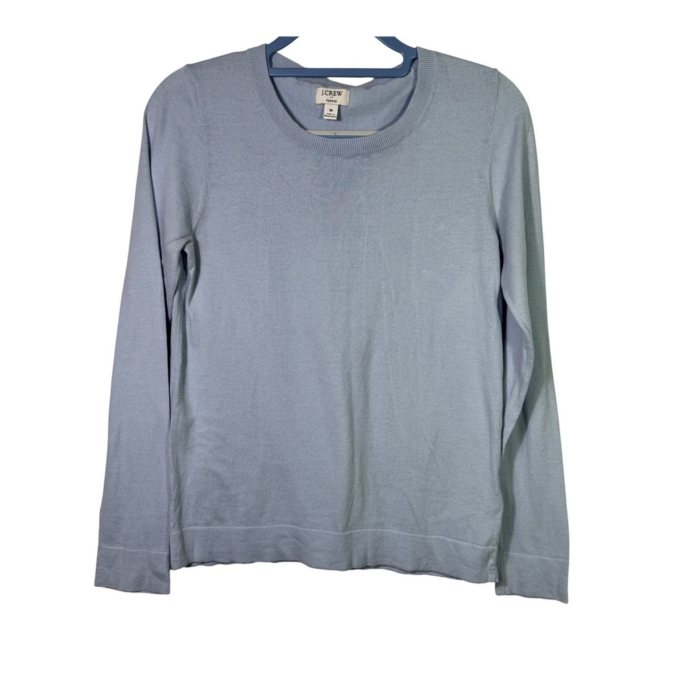 J.Crew Factory Women's Cotton Teddie Crew Neck Sweater Light Blue Sz M Normcore
